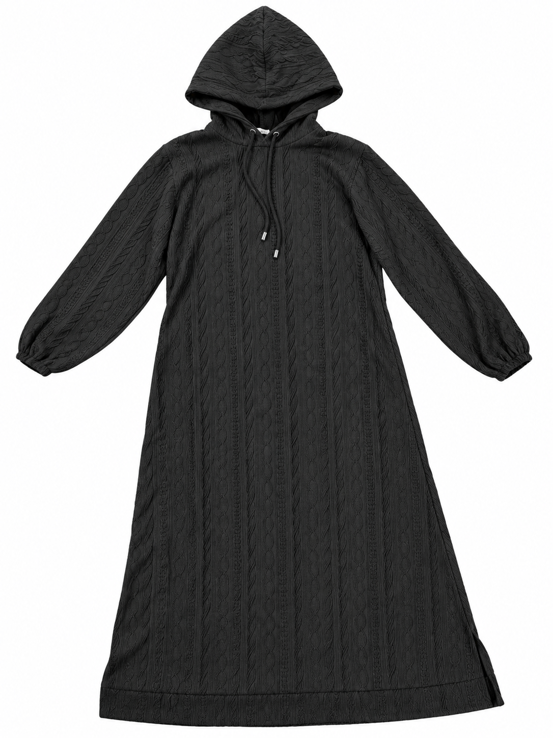 Cosy Heavy Hooded Knitted Maxi Dress By Ziss