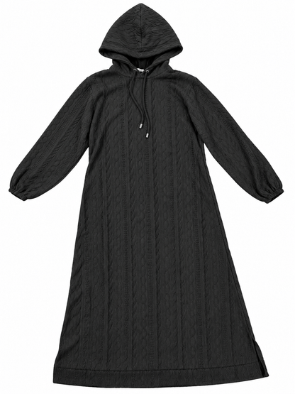 Cosy Heavy Hooded Knitted Maxi Dress By Ziss