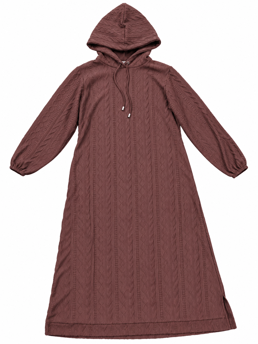 Cosy Heavy Hooded Knitted Maxi Dress By Ziss