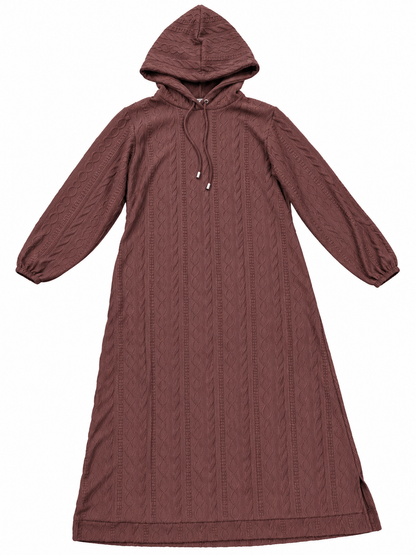 Cosy Heavy Hooded Knitted Maxi Dress By Ziss