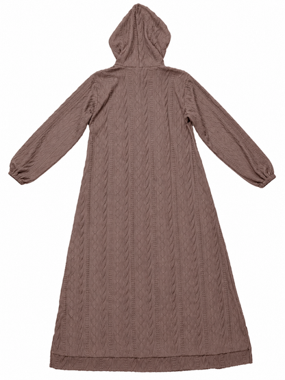 Cosy Heavy Hooded Knitted Maxi Dress By Ziss