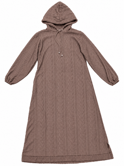 Cosy Heavy Hooded Knitted Maxi Dress By Ziss