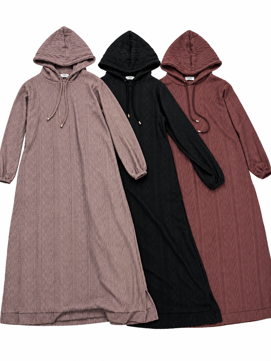 Cosy Heavy Hooded Knitted Maxi Dress By Ziss